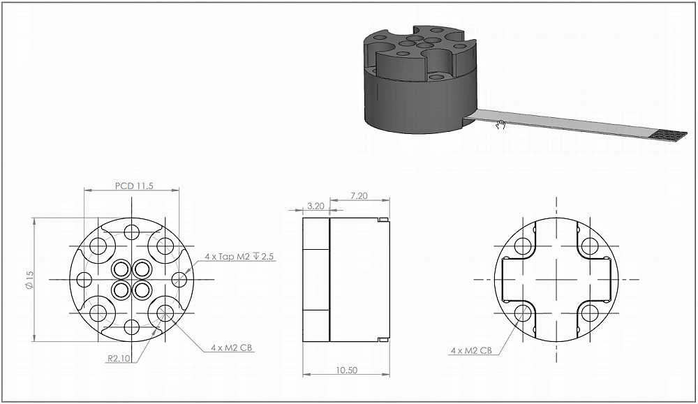 AFT20-D15微型六轴力扭矩传感器设计图纸
