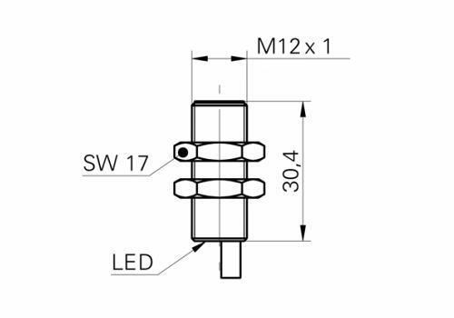 IFRM 12N1701/L 电感式接近开关的尺寸图