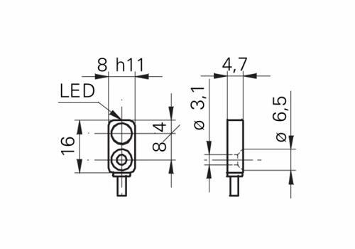 IFFM 08N37A6/L 电感式接近开关的尺寸图