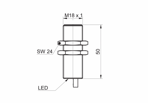 IFRM 18N17A3/L 电感式接近开关的尺寸图