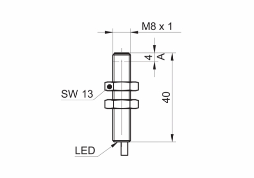 IR08.P03S-F40.NO1Z.7SCV 电感式接近开关的尺寸图