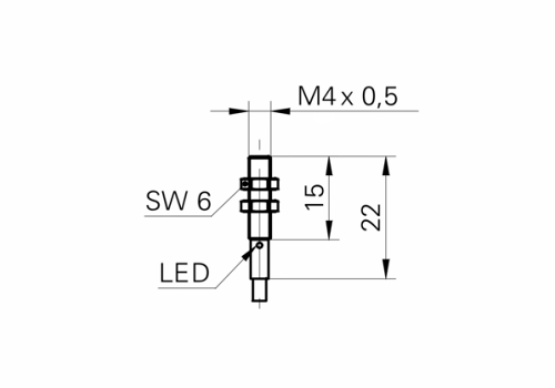 IFRM 04P15B1/L 电感式接近开关的尺寸图