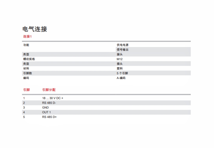 ODS9L2.8/LQZ-650-M12 传感器的电气连接图